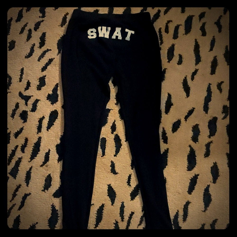 Black leggings with SWAT on butt by No Boundaries